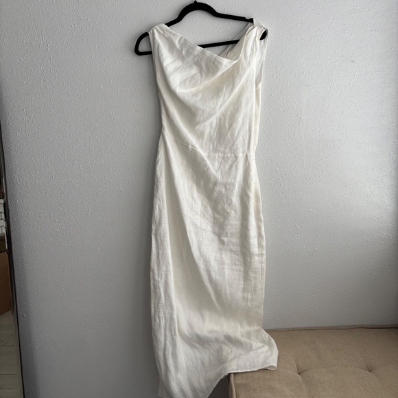DISSH Cass White Linen Asymmetrical Midi Dress - US 6 - Picture 3 of 8